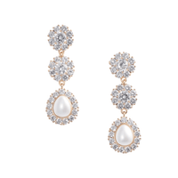 Gold Crystal Flower Tiered Earrings by Self Portrait - Rental Hong Kong