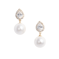 Gold Crystal Pearl Drop Earrings by Self Portrait - Rental Hong Kong