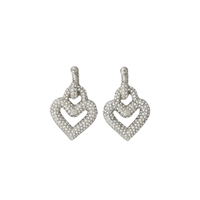 Heart Strass Earrings Silver by Roger Vivier - Rental Hong Kong