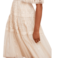 Lottie Lace Midi Dress Champagne by Needle & Thread - Rental Hong Kong