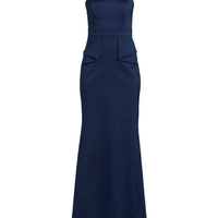 Mikado Bandeau Fit & Flare Maxi Dress Blue by Aidan Mattox - Rental Hong Kong