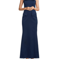 Mikado Bandeau Fit & Flare Maxi Dress Blue by Aidan Mattox - Rental Hong Kong