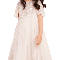 Mila Gloss Bodice Kids Dress Champagne by Needle & Thread - Rental Hong Kong