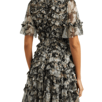 Moonlight Petals printed ruffled tulle mini dress by Needle & Thread - Rental Hong Kong