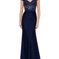 Off Shoulder Satin Gown by Betsy and Adam - Rental Hong Kong