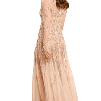 Papillon Sheer Ankle Gown Champagne by Needle & Thread - Rental Hong Kong
