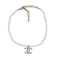 Pearl with Crystal CClogo Choker Silver by Chanel - Rental Hong Kong