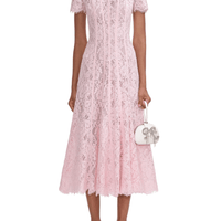 Pink Lace Embellished Midi Dress Pink by Self Portrait - Rental Hong Kong