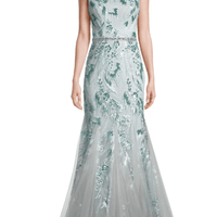 Sequined Godet Gown Green by Basix - Rental Hong Kong