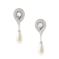 Silver Crystal Faux - Pearl Clip Earrings by Alessandra Rich - Rental Hong Kong