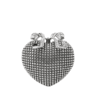 Silver Crystal Heart Clutch Silver by Self Portrait - Rental Hong Kong