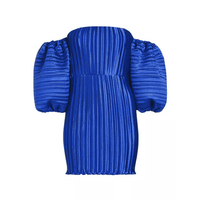 Sirene Pleated Off - The - Shoulder Minidress Blue by L'Idee - Rental Hong Kong