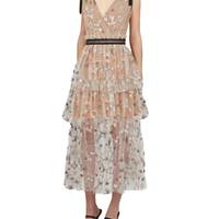 Star Mesh Midi Dress Beige by Self Portrait - Rental Hong Kong