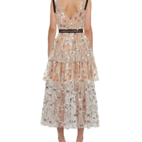 Star Mesh Midi Dress Beige by Self Portrait - Rental Hong Kong