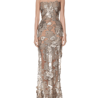 Tiffany Sequin Floral Farah Strapless Maxi Dress by Bronx and Banco - Rental Hong Kong