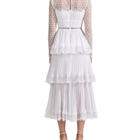 WHITE CHIFFON TIERED MIDI DRESS White by Self Portrait - Rental Hong Kong