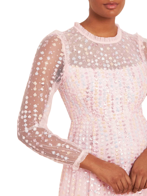 Raindrop Sequin-Embellished Tulle Gown