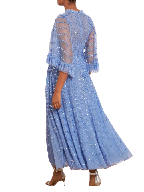 Shimmer Wave Sequin-Embellished Tulle Gown