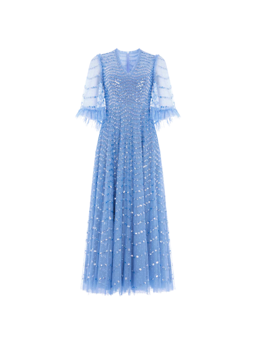 Shimmer Wave Sequin-Embellished Tulle Gown