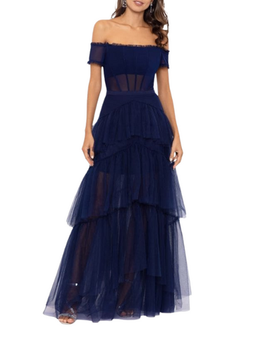 Off Shoulder Tiered Ball Gown
