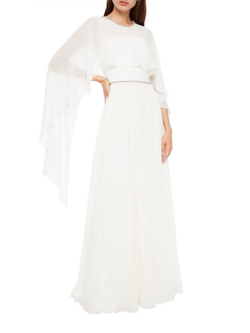 Bloom Cape-Back Embellished Chiffon Bridal Gown