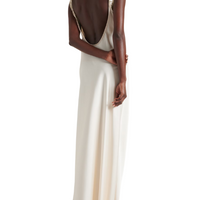 Cream Satin Diamante Bralette Maxi Dress