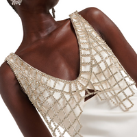 Cream Satin Diamante Bralette Maxi Dress