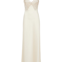 Cream Satin Diamante Bralette Maxi Dress