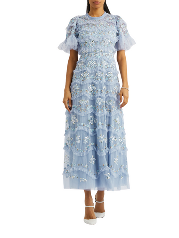 Daisy Wave Floral-Embroidered Tulle Dress