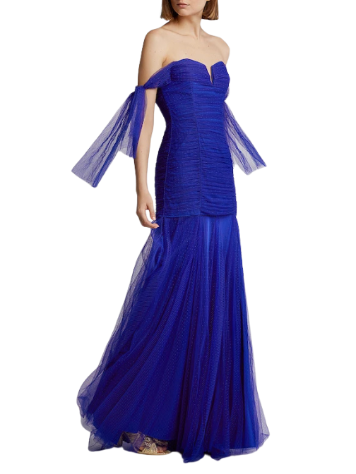 Good Vibes Off Shoulder Gown Blue