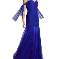 Good Vibes Off Shoulder Gown Blue