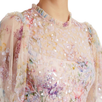 Floral Diamond Bodice Maxi Dress Pink