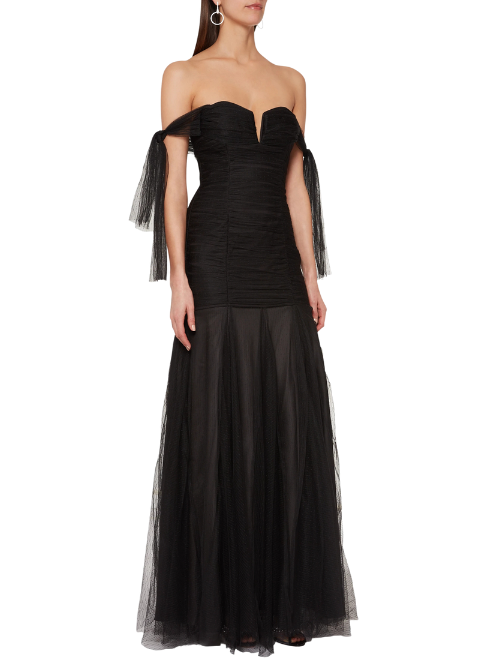 Good Vibes Off Shoulder Gown Black