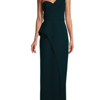 Bonded Crepe Column Gown Green