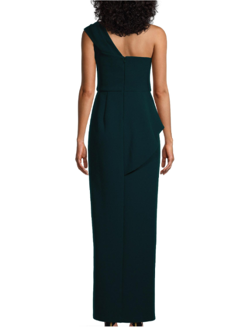 Bonded Crepe Column Gown Green