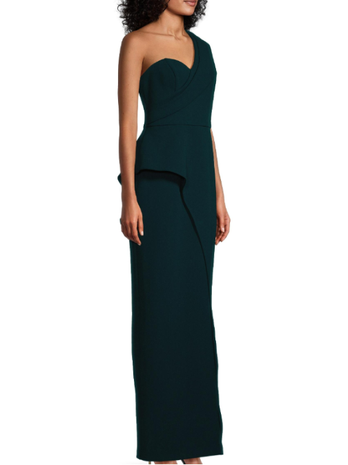 Bonded Crepe Column Gown Green