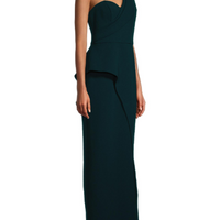 Bonded Crepe Column Gown Green