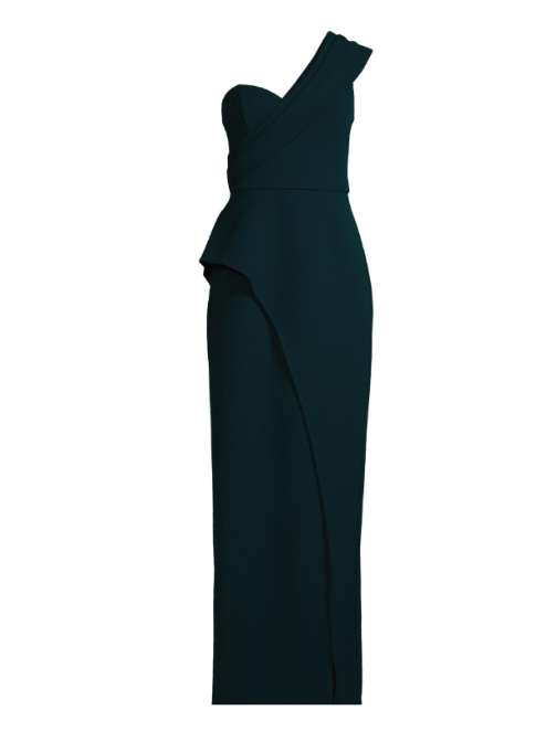 Bonded Crepe Column Gown Green