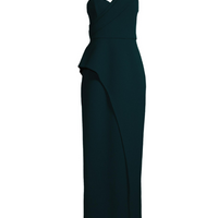 Bonded Crepe Column Gown Green