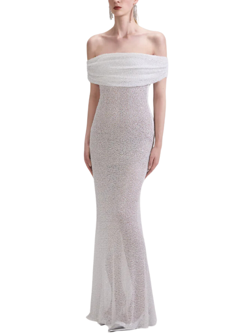 Beaded Maxi Dress White