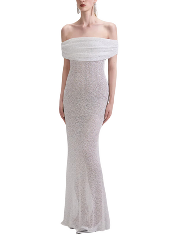Beaded Maxi Dress White