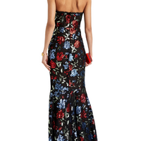 Embellished Ruffled Tulle Halterneck Gown Black