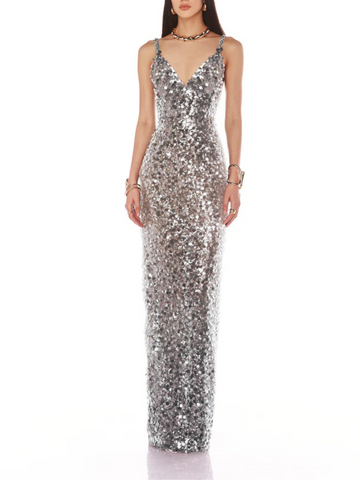 Allegra Silver Maxi Dress Silver