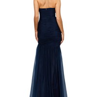 Nevaeh Gathered Organza Gown Blue