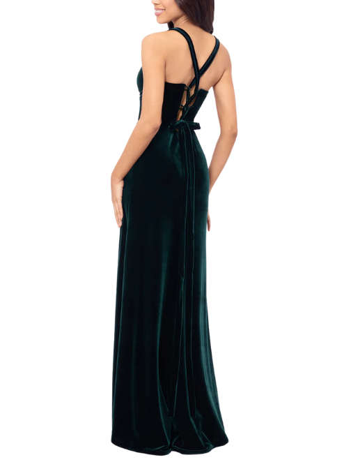 Astor Embellished Velvet Dress Green