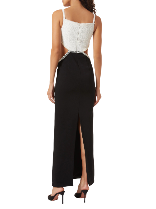 Black And White Crepe Maxi Dress