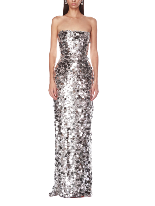 Farah Silver Strapless Gown Silver