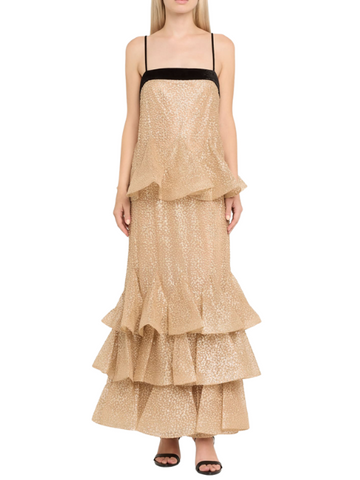 Pavilion Glitter Flutter Slip Dress Gold