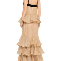 Pavilion Glitter Flutter Slip Dress Gold