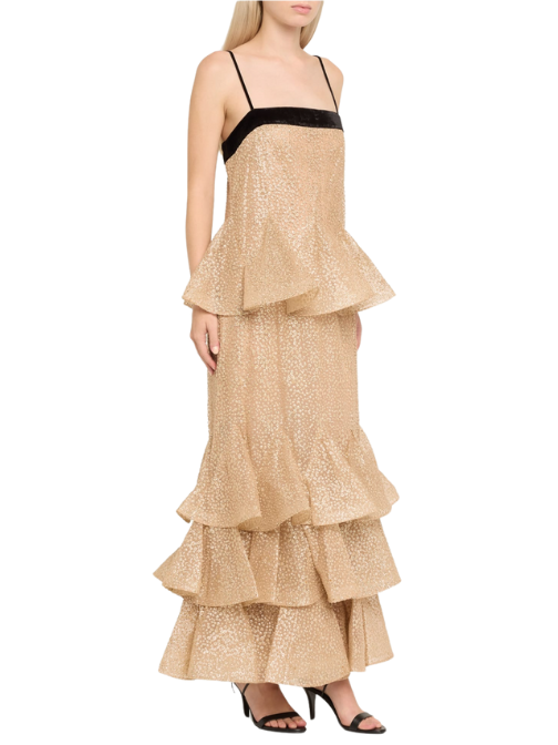 Pavilion Glitter Flutter Slip Dress Gold